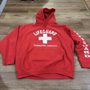 Vintage Lifeguard Red Hoodie Sunriver Oregon 90s Y2K